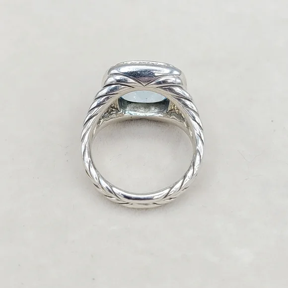 David Yurman Albion Ring With Blue Topaz And Diamonds - Picture 3 of 13